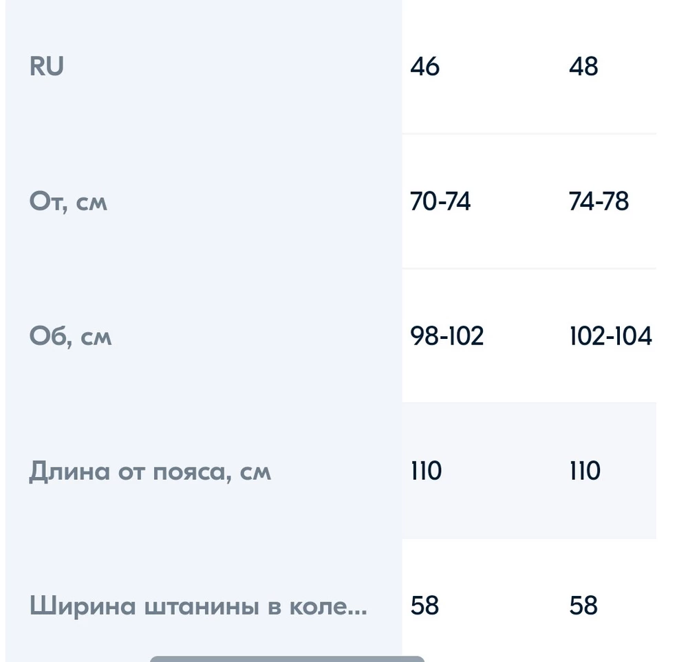 Сшиты хорошо, но ткань дешёвая, слишком синтетическая, тянется очень сильно, зад обтягивает, а дальше уже широко идут, ткань не совсем такая,какую я  ожидала, думала она будет в мелкий рубчик или елочку не знаю как правильно, как костюмная ( на фото обозначила материал красной цифрой 3) , а эти брюки из гладкой ткани, см. фото. Они не осенние, а больше весенние, летние, на плюсовую температуру .Не понравилась и резинка сзади, и карманы тоже оттопыриваются, короче эти брюки не классика. Плюс на рост 166 см. прилично длинные, не хочется заморачиваться и отрезать. В целом симпатичные, красивый цвет, но не мое.
Размерная сетка тоже неверная. Между 46 и 48 не такая разница в талии, как в таблице здесь. Смотрите таблицу производителя. Возможно это кому то будет полезно.Возврат.