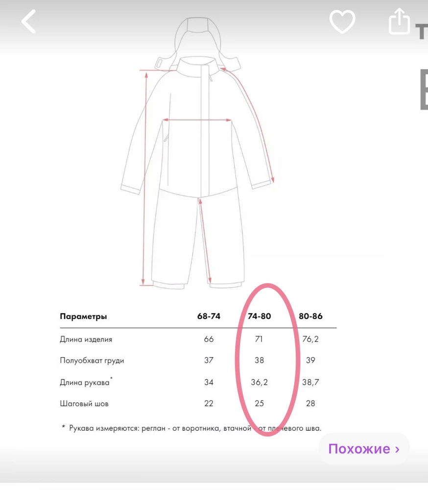 Замечательный комбинезон, качество, стильный принт, все строчки ровные. Но! Уважаемый производитель, зачем вводить в заблуждение? Заказывала размер на основании вашей таблице. Так вот комбинезон ей не соответствует. Длина 66, вместо заявленной 71 в данном размере. Отсюда едут все остальные показатели, длина шагового шва вместо заявленных 25 от силы 22. Рукав тоже короче. В общем хз, что делать и какой размер брать, т.к таблица ваша недостоверная от слова совсем. Есть ли смысл заказывать на размер больше? И какой он будет 🙈Интрига…. Ну и ,конечно, же за это время выросла цена