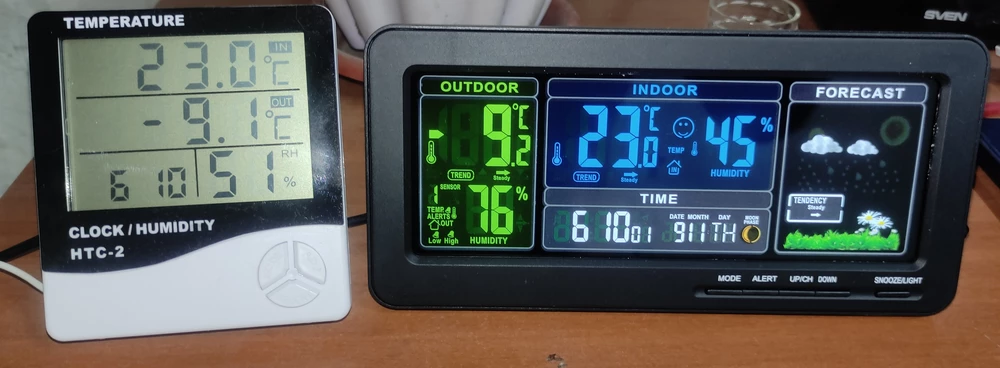 Брал почти за 3к, сейчас ценник упал в два раза, это печалит. Итак по товару. Брал где то месяц назад. Температуру показывает на улице верно. в помещении, если темпер ниже 20° то занижает на один градус. Но это скорее всего из за большого корпуса. Пластик остывает. Датчик ловит на расстоянии 15 метров через две стены.  (Стены деревянные). На прямой дистанции не проверял. Погоду предсказывает +- правильно. USB порта работают. Настроил всё без проблем, потом в коробке обнаружил инструкцию на русском))) 
Товар рекомендую.

Уважаемый продавец, как с вами связаться для покупки второго датчика, что бы конектился с погодной станцией.